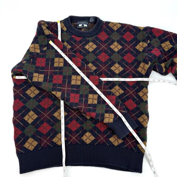 VTG Woods & Gray Mens Crewneck Argyle Sweater Size LG 100% Cotton Grandpa Cosby - Picture 9 of 9